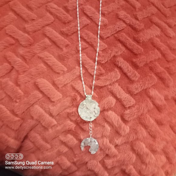 Rose Quartz moon necklace is handmade with rose quartz gemstones N09 - Picture 2 of 4
